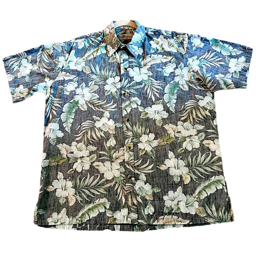 Two Paddles Vintage Hawaiian Aloha Shirt Button Down Casual Size Large